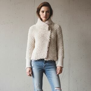 IRO Caty Looped Bouncle knit Jacket in Cream size 36